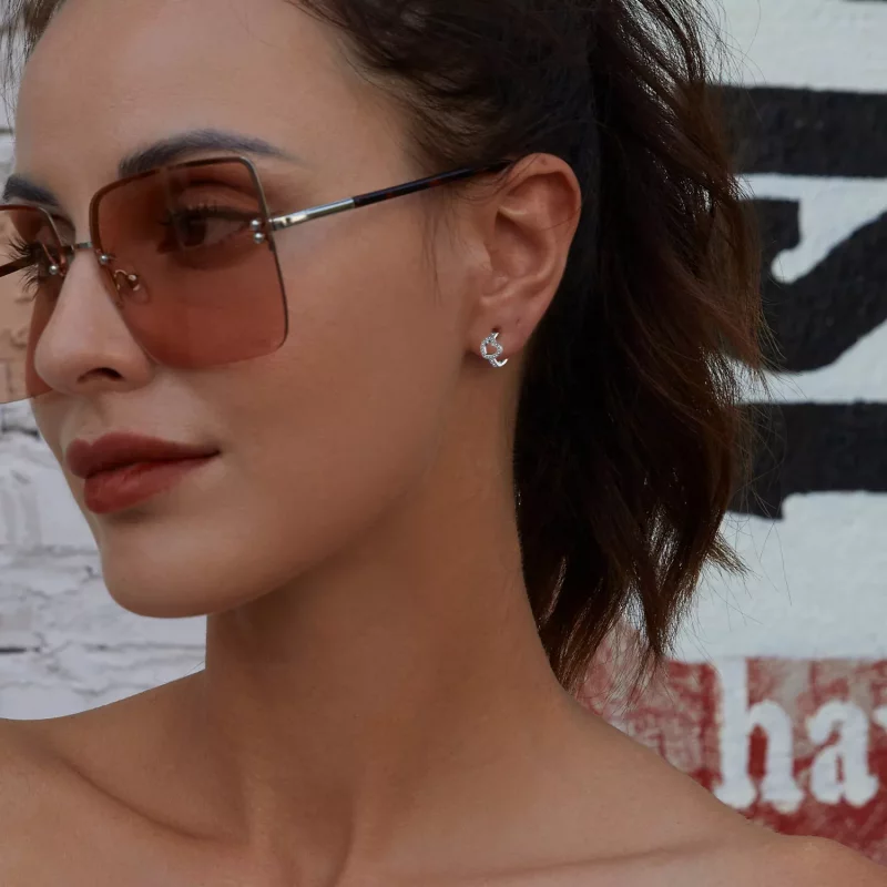 (imagen para) Aretes de aro en forma de corazón estilo Pandora - BSE879 - Ver 8