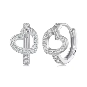 (imagen para) Aretes de aro en forma de corazón estilo Pandora - BSE879