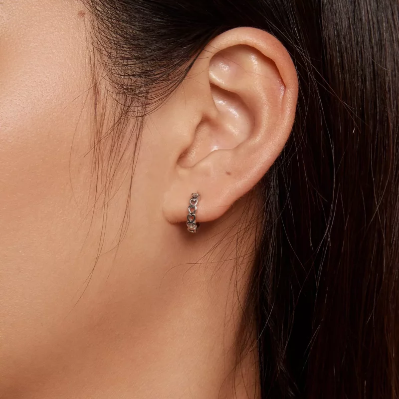 (imagen para) Aretes de aro en forma de corazón estilo Pandora - BSE880 - Ver 5