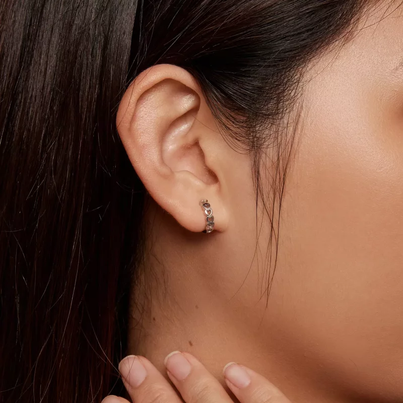 (imagen para) Aretes de aro en forma de corazón estilo Pandora - BSE880 - Ver 6