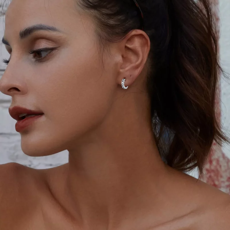 (imagen para) Aretes de aro en forma de corazón estilo Pandora - BSE880 - Ver 8