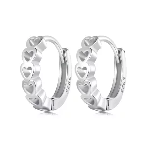 Aretes de aro en forma de corazón estilo Pandora - BSE880 (imagen para) Aretes de aro en forma de corazón estilo Pandora - BSE880