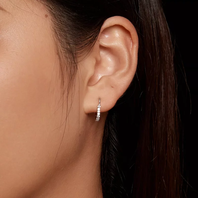(imagen para) Aretes de Aro en forma de corazón estilo Pandora con Moissanita (un certificado) - Ver 5