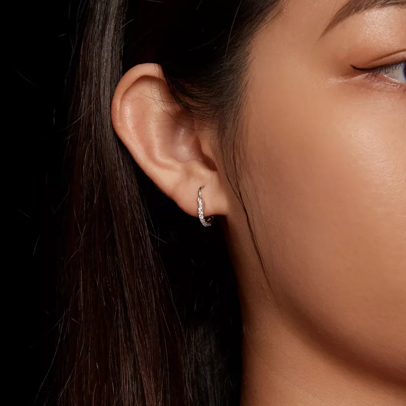 (imagen para) Aretes de Aro en forma de corazón estilo Pandora con Moissanita (un certificado) - Ver 8