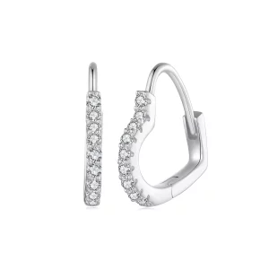 (imagen para) Aretes de Aro en forma de corazón estilo Pandora con Moissanita (un certificado) - MSE035