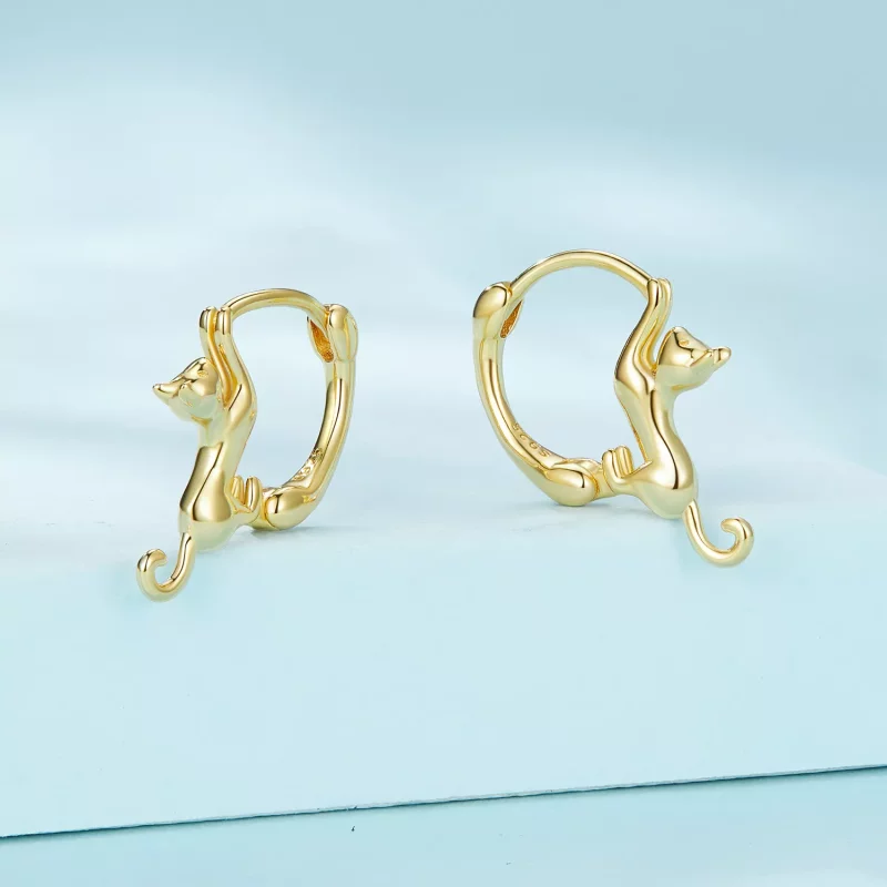 (imagen para) Aretes de aro estilo Pandora con gato - SCE1488-LB - Ver 2