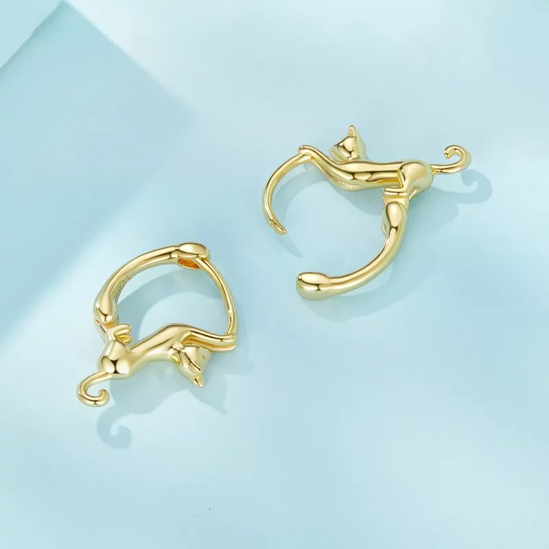 (imagen para) Aretes de aro estilo Pandora con gato - SCE1488-LB - Ver 4