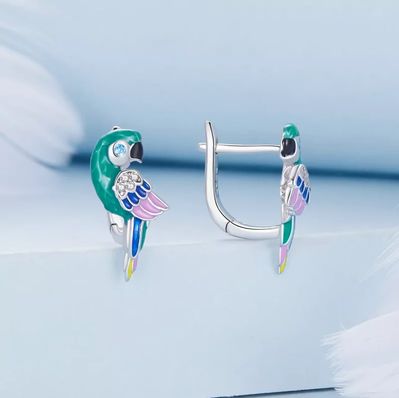 (imagen para) Aretes de aro estilo Pandora con loro - BSE829 - Ver 2