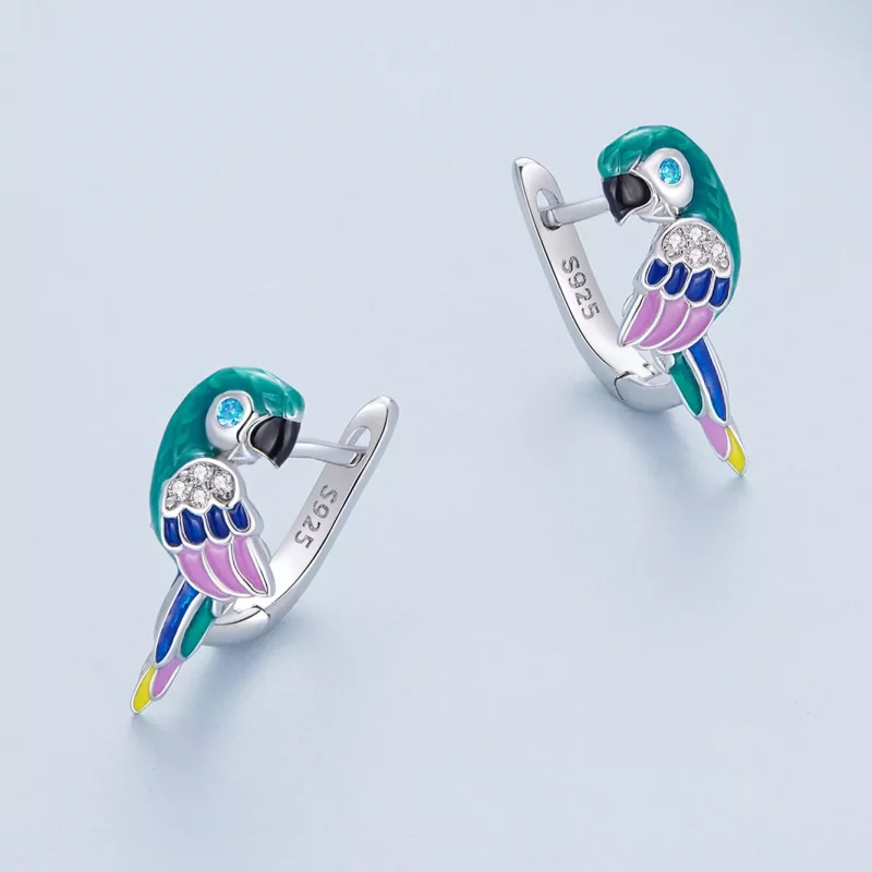 (imagen para) Aretes de aro estilo Pandora con loro - BSE829 - Ver 3