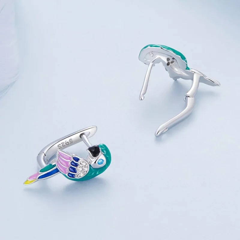 (imagen para) Aretes de aro estilo Pandora con loro - BSE829 - Ver 4