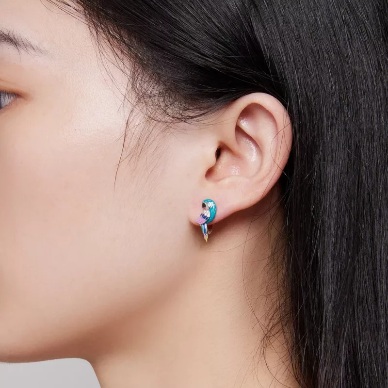 (imagen para) Aretes de aro estilo Pandora con loro - BSE829 - Ver 6