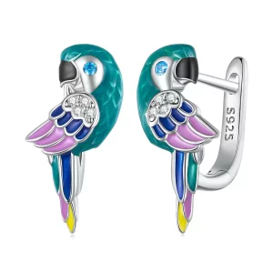 (imagen para) Aretes de aro estilo Pandora con loro - BSE829
