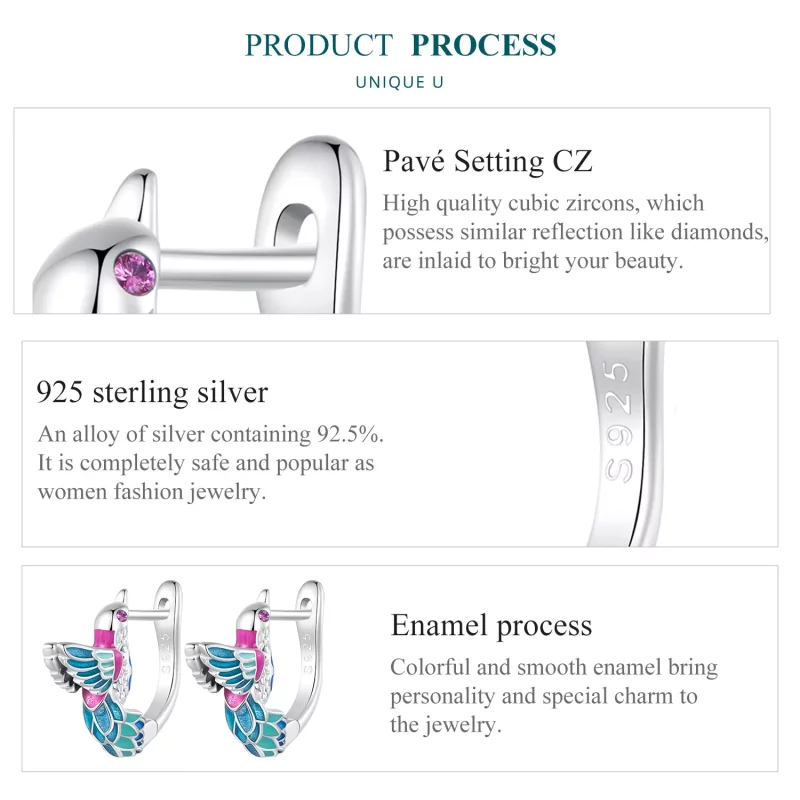 (imagen para) Aretes de aro estilo Pandora con Martín Pescador - BSE899 - Ver 6