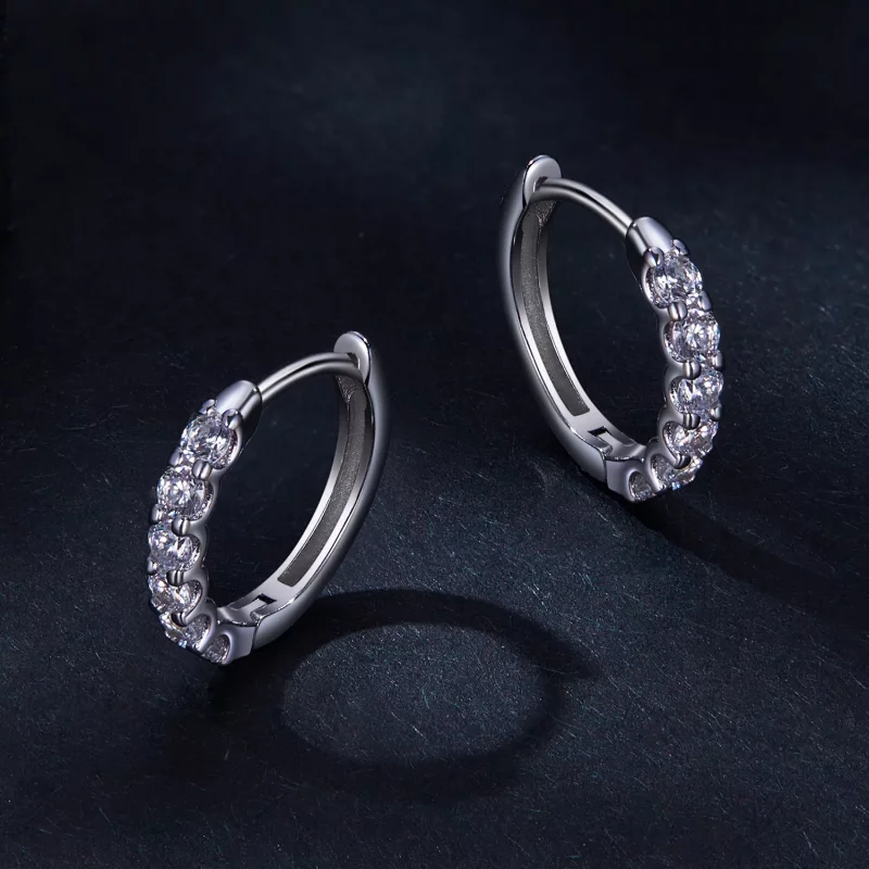 (imagen para) Aretes de aro estilo Pandora con moissanita - MSE029 - Ver 3