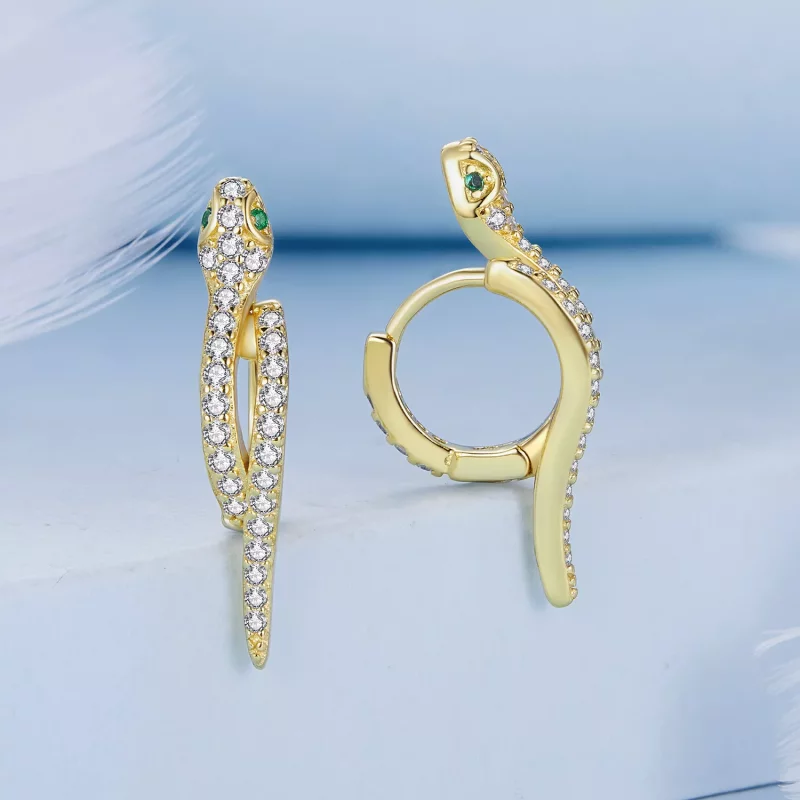 (imagen para) Aretes de aro estilo Pandora con serpiente espiritual - BSE669-B - Ver 2