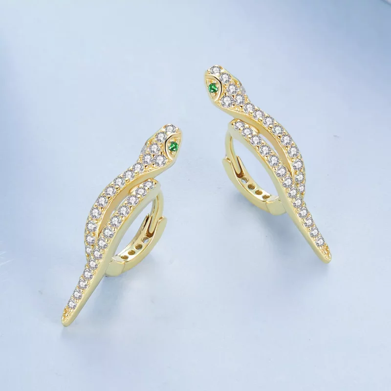 (imagen para) Aretes de aro estilo Pandora con serpiente espiritual - BSE669-B - Ver 3