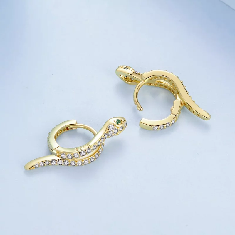 (imagen para) Aretes de aro estilo Pandora con serpiente espiritual - BSE669-B - Ver 4