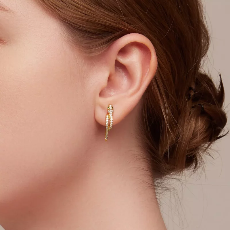 (imagen para) Aretes de aro estilo Pandora con serpiente espiritual - BSE669-B - Ver 6