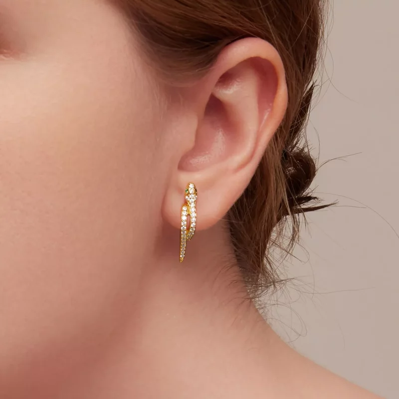 (imagen para) Aretes de aro estilo Pandora con serpiente espiritual - BSE669-B - Ver 7