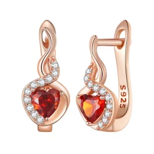 Aretes de aro estilo Pandora en oro rosa con diseño de amor - BSE815 (imagen para) Aretes de aro estilo Pandora en oro rosa con diseño de amor - BSE815