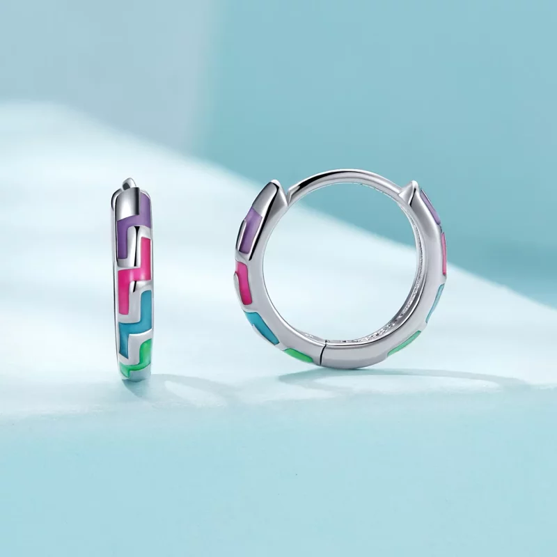 (imagen para) Aretes de aro luminosos estilo Pandora Cyber - SCE1645 - Ver 2