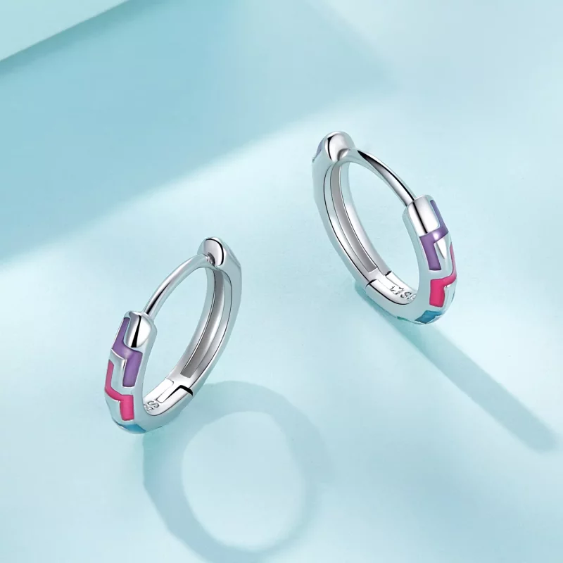 (imagen para) Aretes de aro luminosos estilo Pandora Cyber - SCE1645 - Ver 3