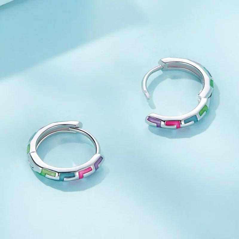 (imagen para) Aretes de aro luminosos estilo Pandora Cyber - SCE1645 - Ver 4