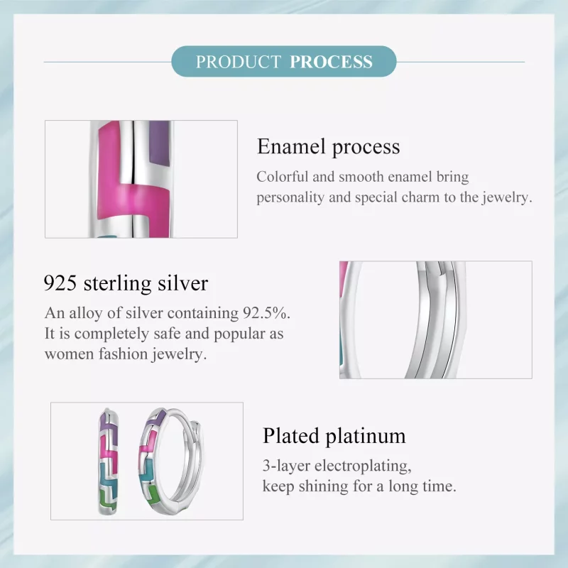 (imagen para) Aretes de aro luminosos estilo Pandora Cyber - SCE1645 - Ver 7