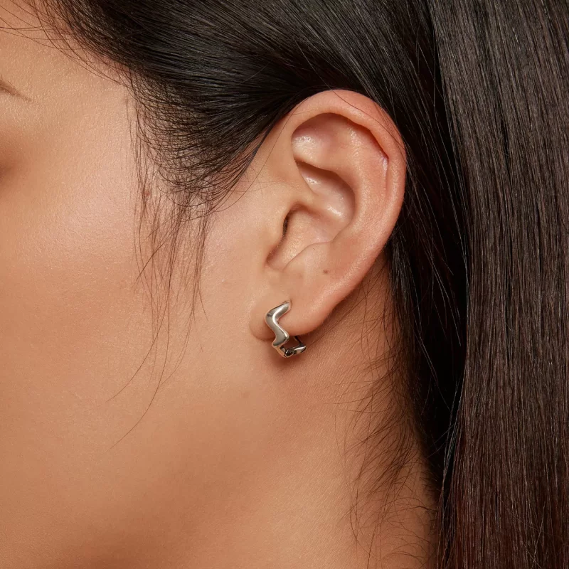 (imagen para) Aretes de estilo Pandora con forma de ola - SCE1624 - Ver 6
