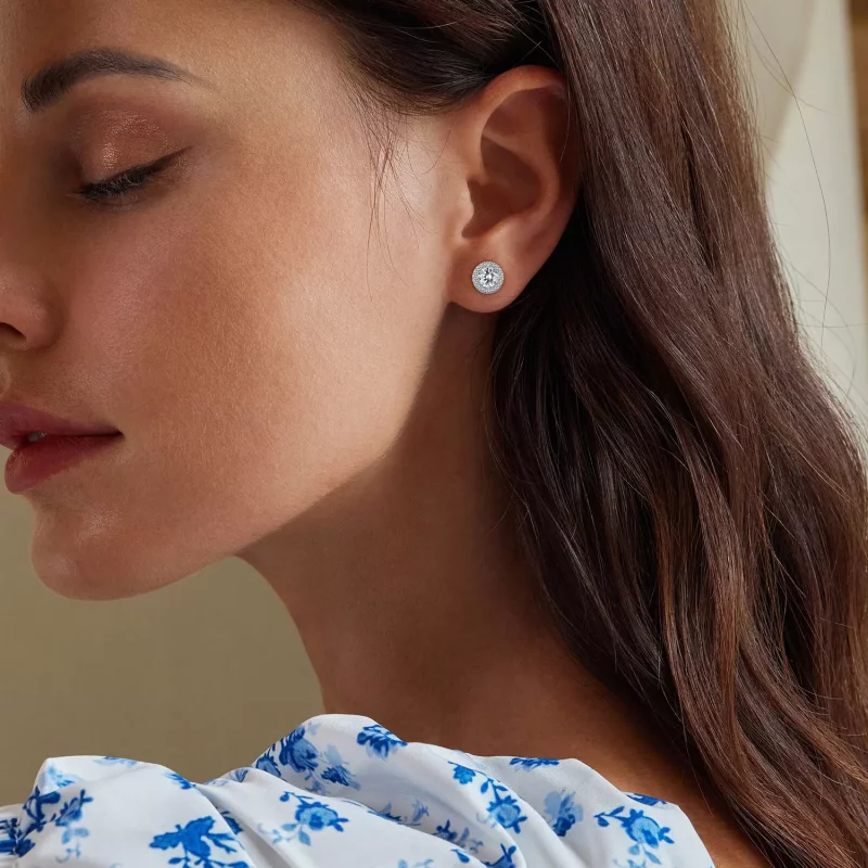 (imagen para) Aretes de lujo ligeros estilo Pandora - BSE893 - Ver 5