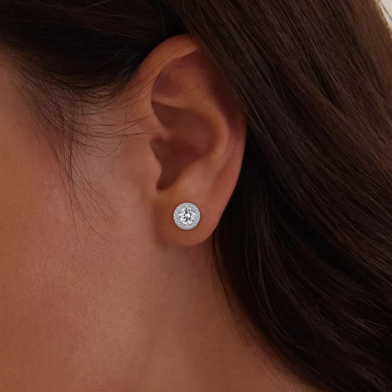(imagen para) Aretes de lujo ligeros estilo Pandora - BSE893 - Ver 6