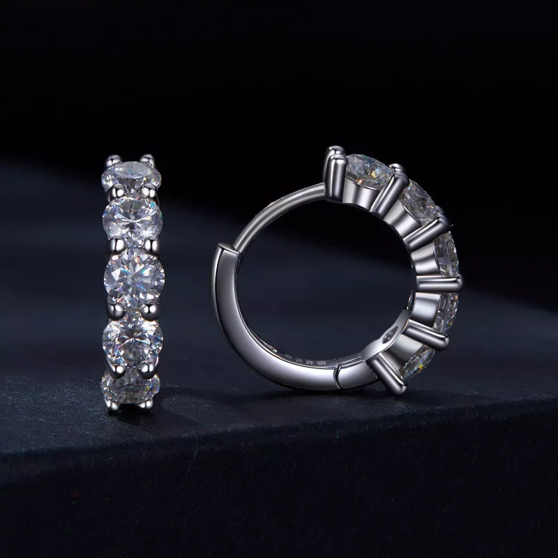 (imagen para) Aretes de media argolla estilo Pandora con diamantes de Moissanita - MSE033 - Ver 2