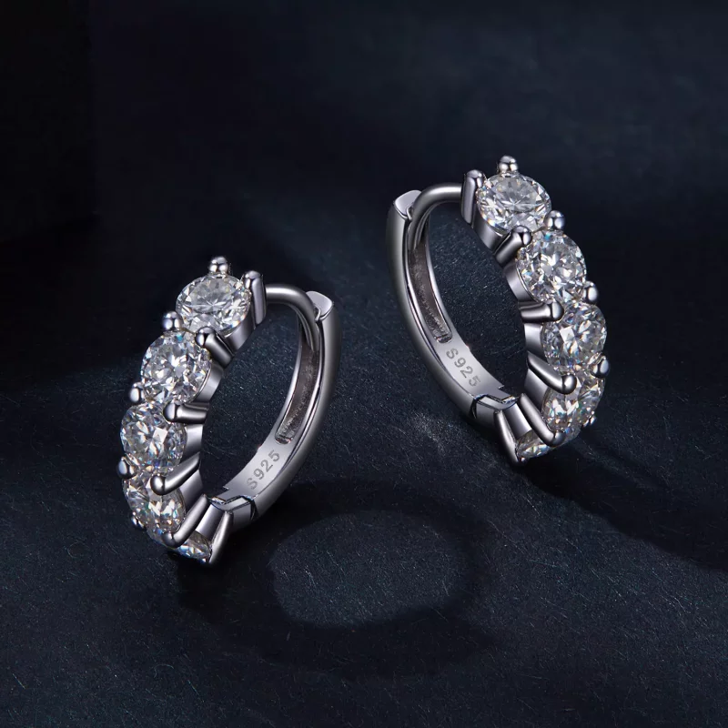 (imagen para) Aretes de media argolla estilo Pandora con diamantes de Moissanita - MSE033 - Ver 3