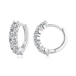 Aretes de media argolla estilo Pandora con diamantes de Moissanita - MSE033 (imagen para) Aretes de media argolla estilo Pandora con diamantes de Moissanita - MSE033