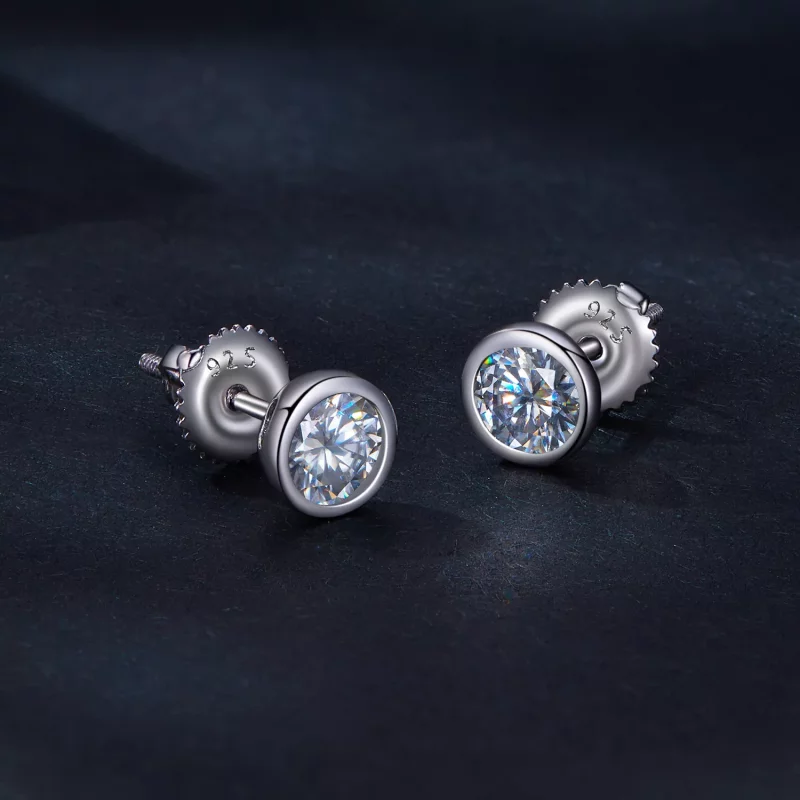(imagen para) Aretes de montaje engastado estilo Pandora con Moissanite - MSE026 - Ver 2