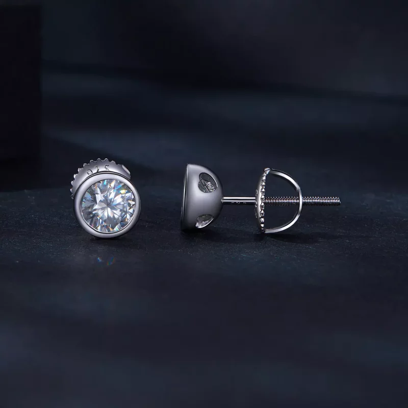 (imagen para) Aretes de montaje engastado estilo Pandora con Moissanite - MSE026 - Ver 3