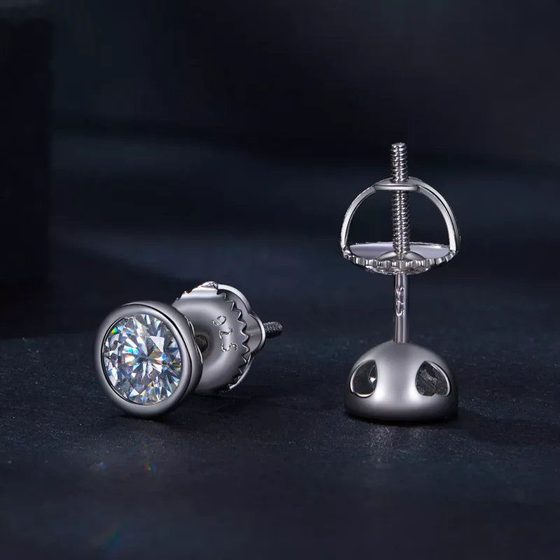 (imagen para) Aretes de montaje engastado estilo Pandora con Moissanite - MSE026 - Ver 4