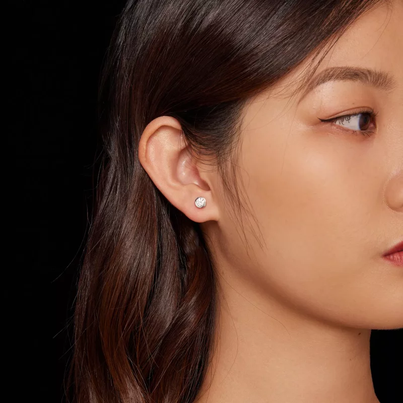 (imagen para) Aretes de montaje engastado estilo Pandora con Moissanite - MSE026 - Ver 6