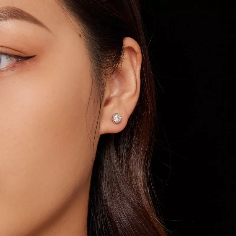 (imagen para) Aretes de montaje engastado estilo Pandora con Moissanite - MSE026 - Ver 7