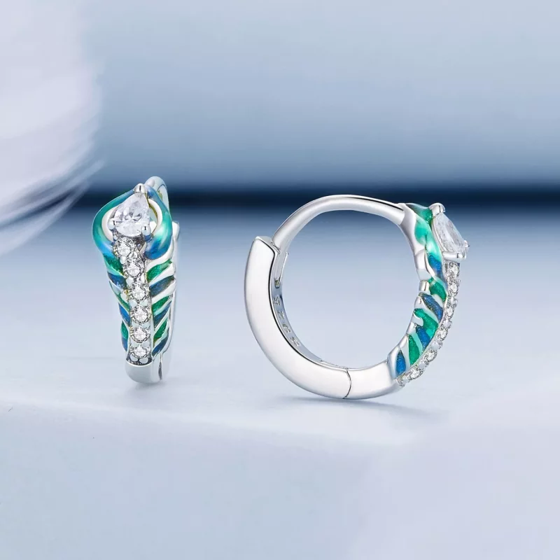(imagen para) Aretes estilo Pandora con plumas - BSE882 - Ver 2