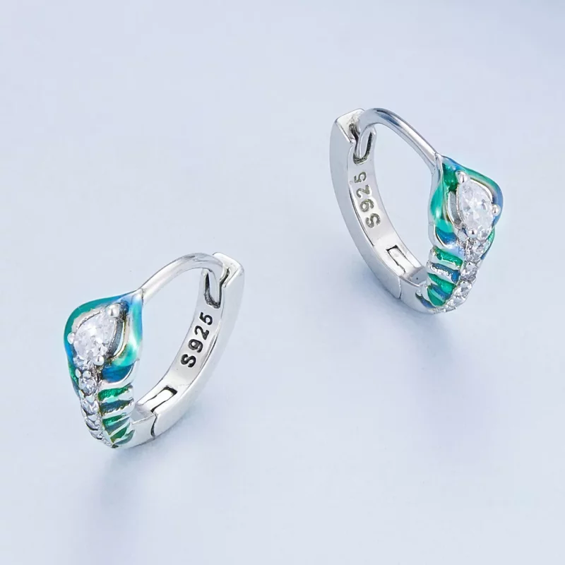 (imagen para) Aretes estilo Pandora con plumas - BSE882 - Ver 3