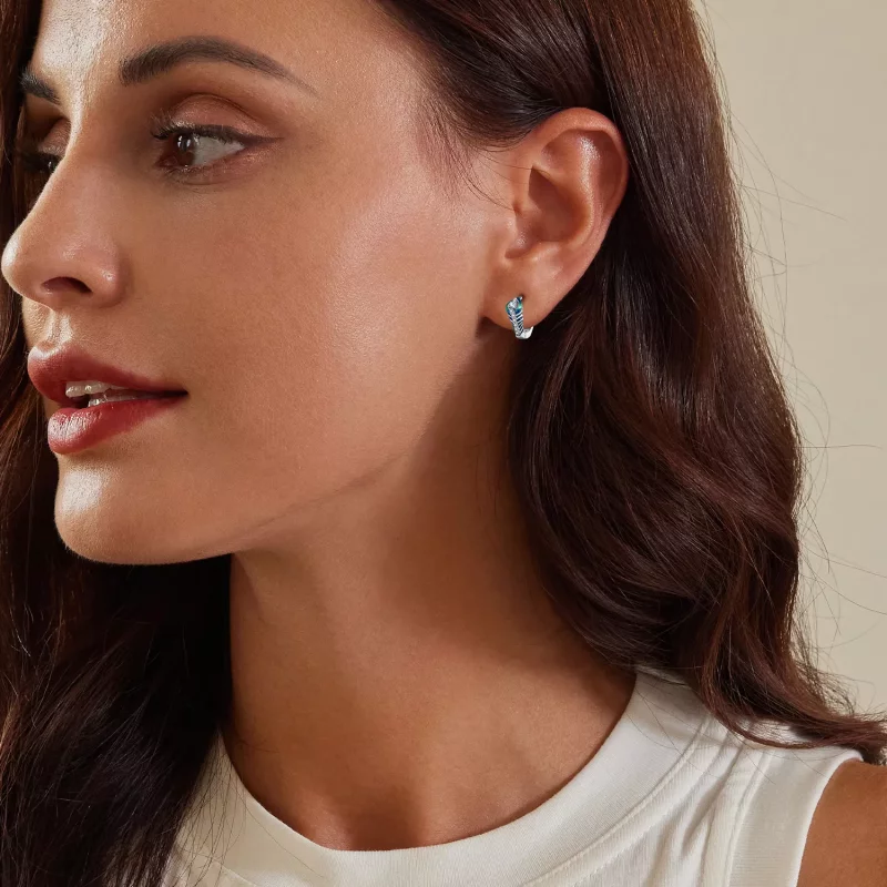 (imagen para) Aretes estilo Pandora con plumas - BSE882 - Ver 8
