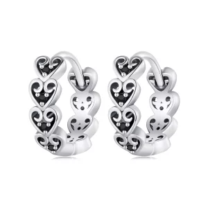Aretes estilo Pandora en forma de corazón - SCE1613 (imagen para) Aretes estilo Pandora en forma de corazón - SCE1613