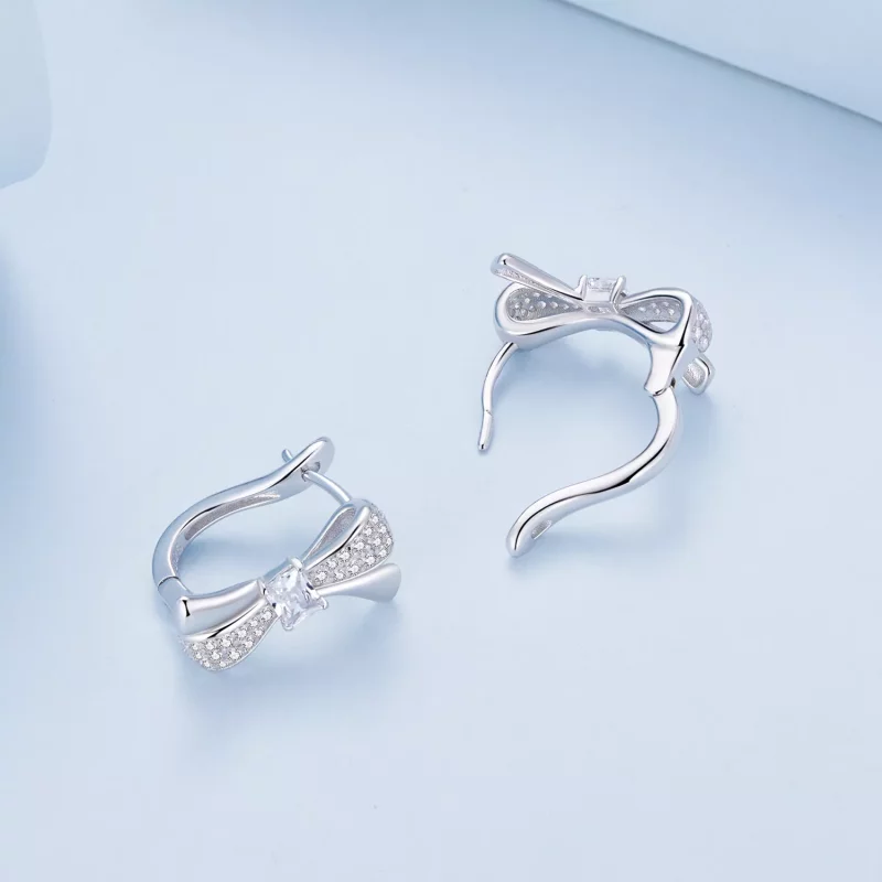 (imagen para) Aros de argolla con lazo de estilo Pandora - BSE810 - Ver 4
