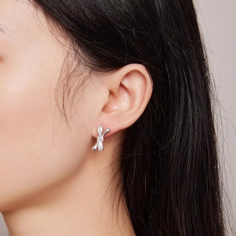 (imagen para) Aros de argolla con lazo de estilo Pandora - BSE810 - Ver 7