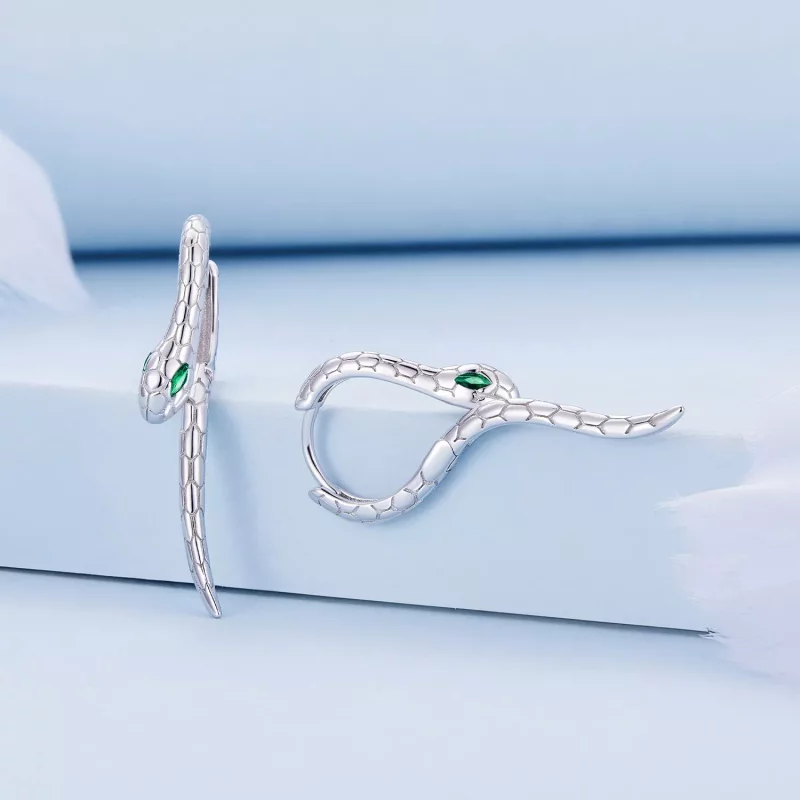 (imagen para) Aros de argolla estilo Pandora con forma de serpiente - BSE792 - Ver 2