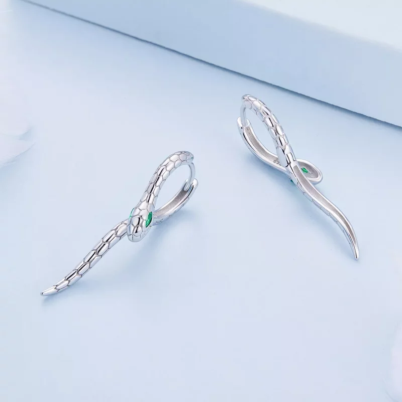 (imagen para) Aros de argolla estilo Pandora con forma de serpiente - BSE792 - Ver 3