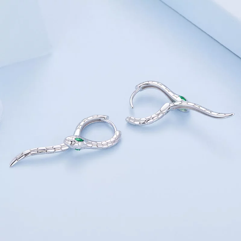 (imagen para) Aros de argolla estilo Pandora con forma de serpiente - BSE792 - Ver 4