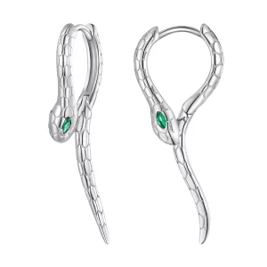 Aros de argolla estilo Pandora con forma de serpiente - BSE792 (imagen para) Aros de argolla estilo Pandora con forma de serpiente - BSE792