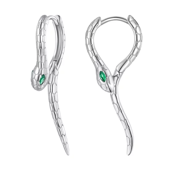 (imagen para) Aros de argolla estilo Pandora con forma de serpiente - BSE792